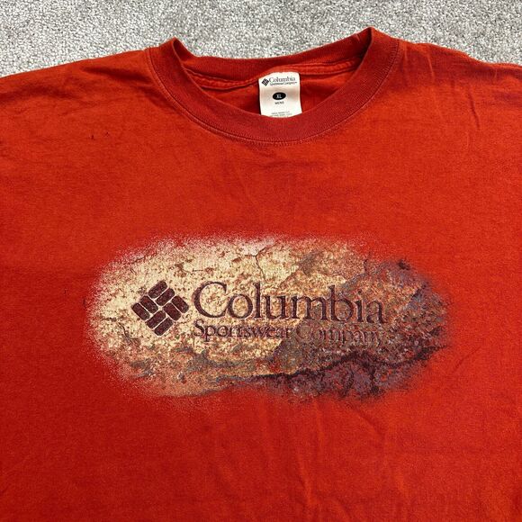 Columbia Graphic T-Shirt Mens XL Red Crew Neck Short Sleeve Cotton Casual Tee - Picture 3 of 12